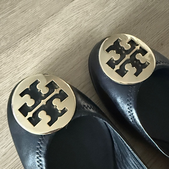 Tory Burch Black Reva Ballet Flats Gold Logo size 9.5 - Picture 3 of 5